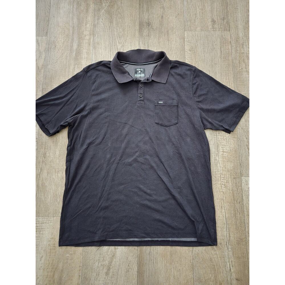 HURLEY NIKE Dri-Fit Men's Size XL Gray Polo Short Sleeve Cotton Blend